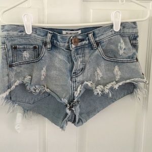 One Teaspoon Denim Cut-off Distress Shorts Sz 26